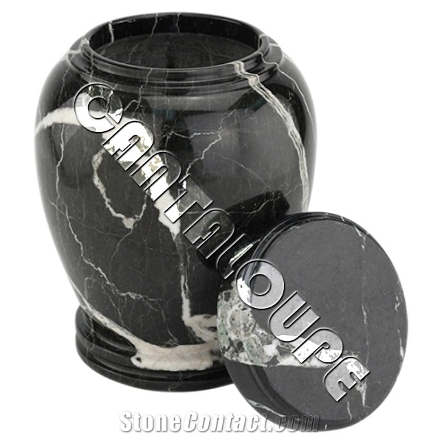 Colossal Cremation Urns Black Zebra Marble