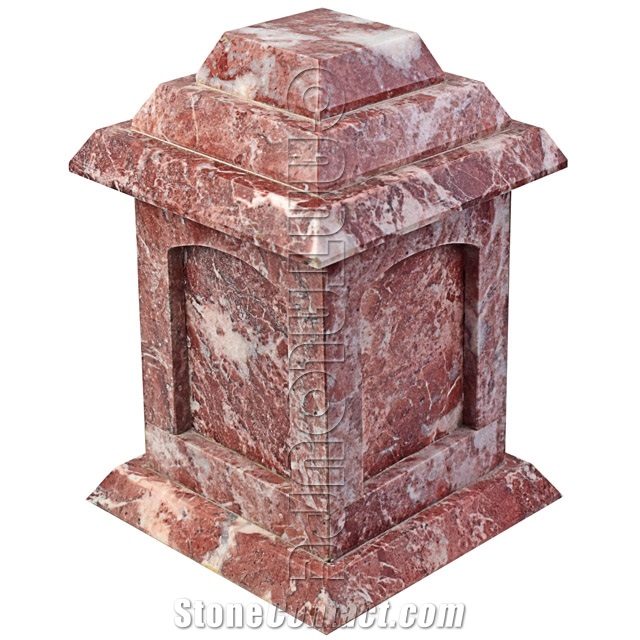 Rosso Delicato Natural Stone Pagoda Cremation Urn