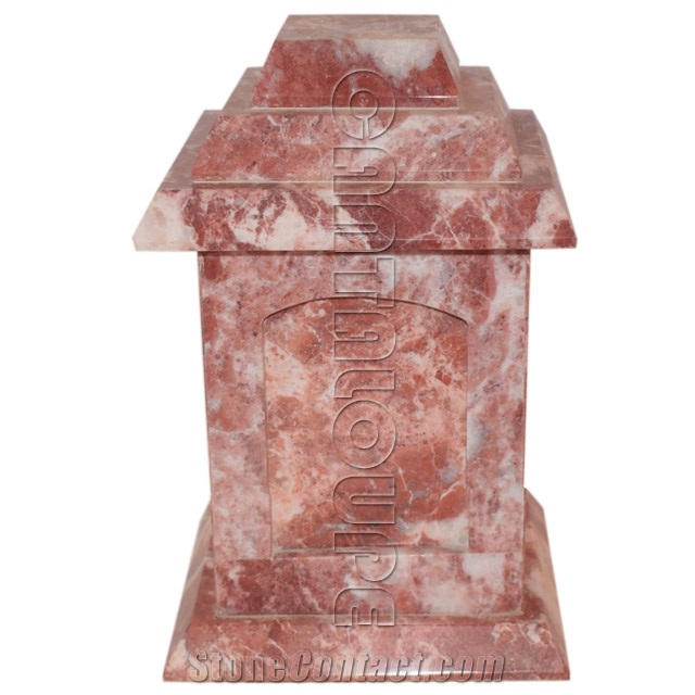 Rosso Delicato Natural Stone Pagoda Cremation Urn