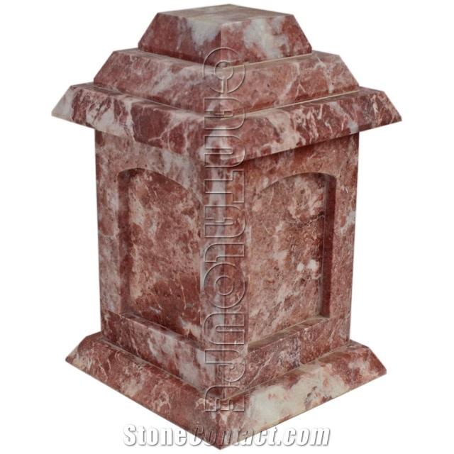 Rosso Delicato Natural Stone Pagoda Cremation Urn