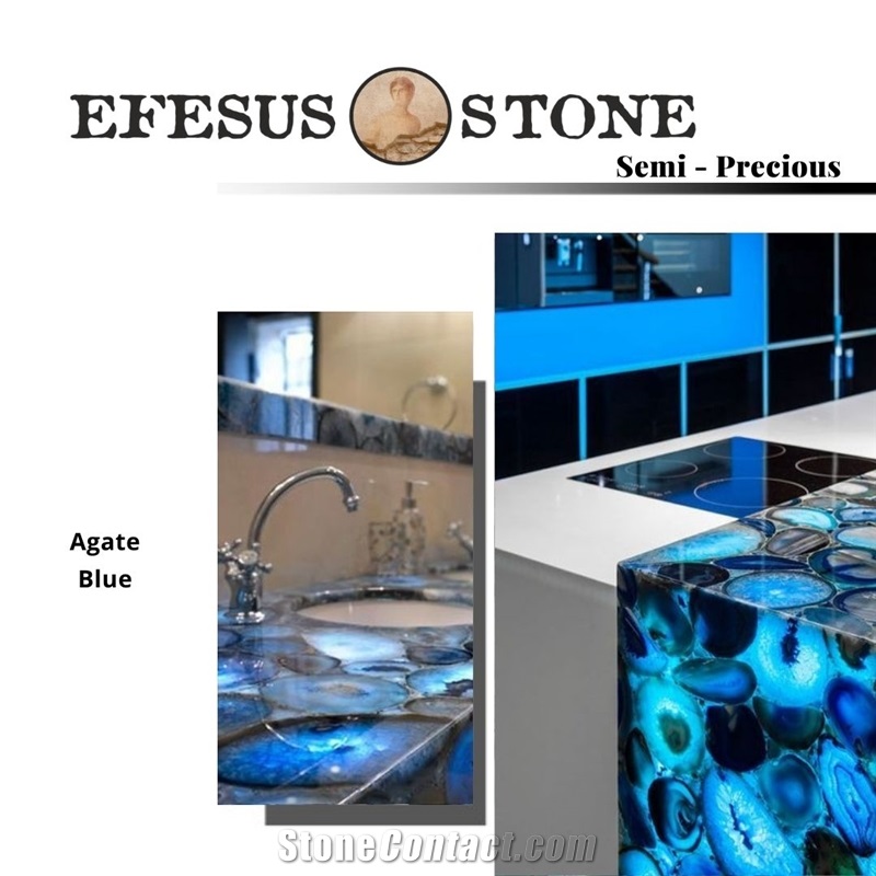 Agate Blue Semiprecious Stone