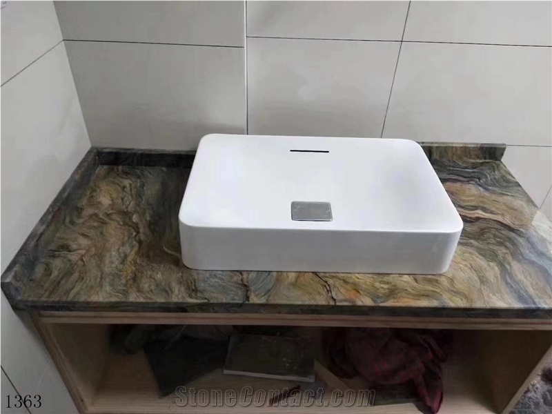 Brazil Silk Road Quartzite Slab Multicolor Stone Tiles