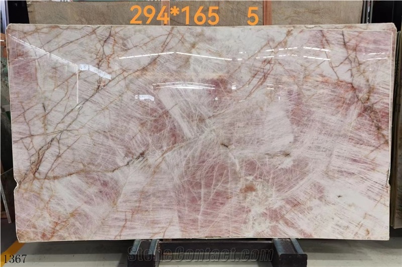 Cristallo Pink Quartzite Slab Tile In China Stone Market