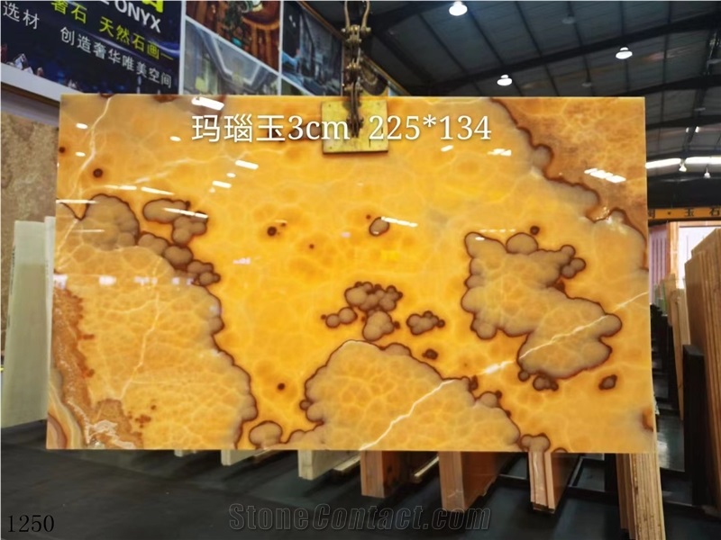 Orange Onyx Bojnord Persia Onice Arancio Nuvolato Extra Slab