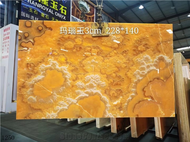 Orange Onyx Bojnord Persia Onice Arancio Nuvolato Extra Slab