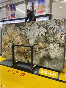 Shangrila Brown Quartzite Golden Slab In China Stone Market
