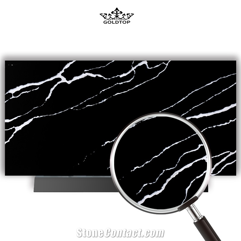 2023 New Pattern Calacatta Black Quartz Polished Slabs