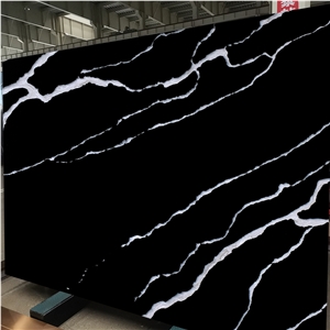 2023 New Pattern Calacatta Black Quartz Polished Slabs