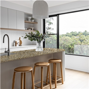 3016 Shell Gold Quartz Countertops Island Top Bench Top