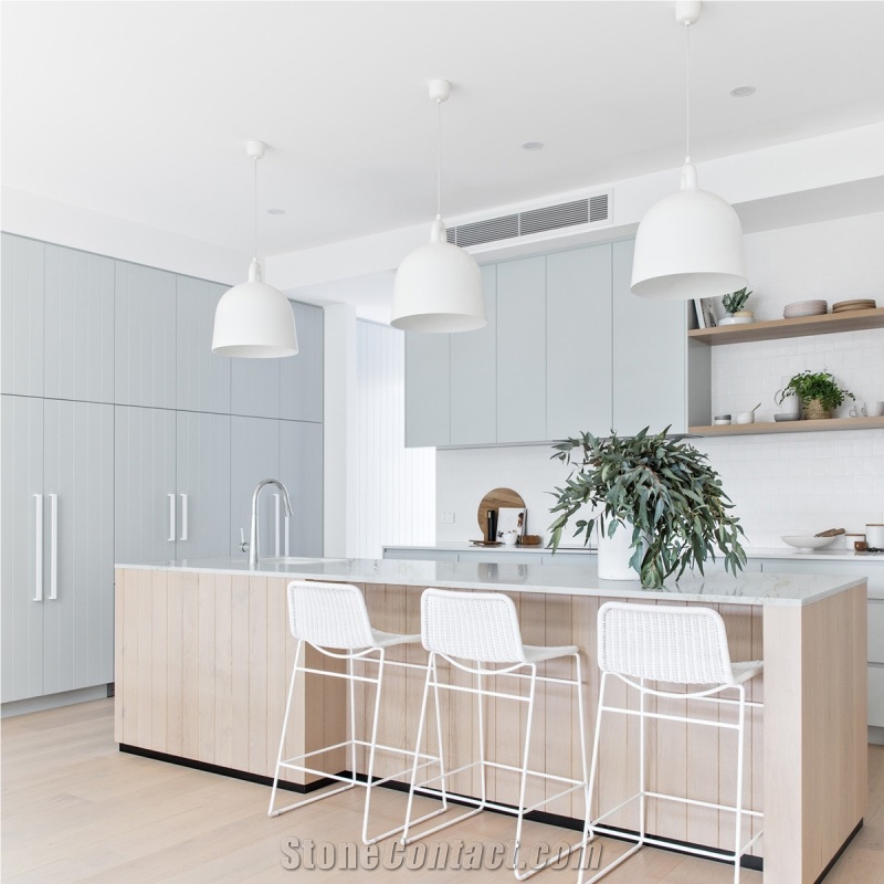 5005 Statuario Elisno Quartz Kitchen Worktops With Drop In Sink