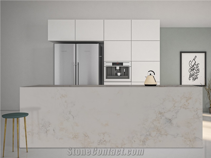 5005 Statuario Elisno Quartz Stone Slabs Tiles Kitchen Used
