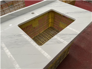 Goldtop Artificial Quartz Kitchen Countertop With Sink 5018
