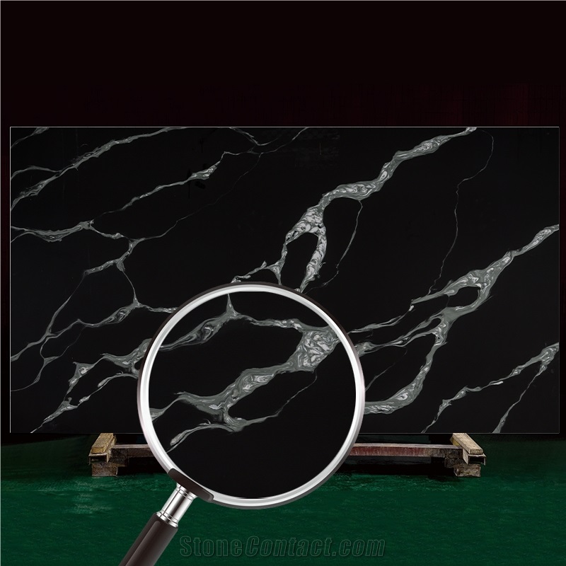 Goldtop OEM/ODM Calacatta Mvjay 5012 Black Quartz Slab
