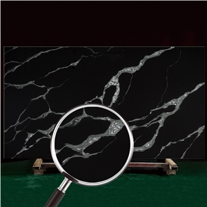 Goldtop OEM/ODM Calacatta Mvjay 5012 Black Quartz Slab