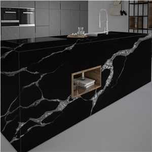 Goldtop OEM/ODM Calacatta Mvjay 5012 Black Quartz Slab