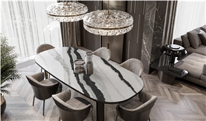Goldtop OEM/ODM Granding Calacatta Panda White Quartz Slab