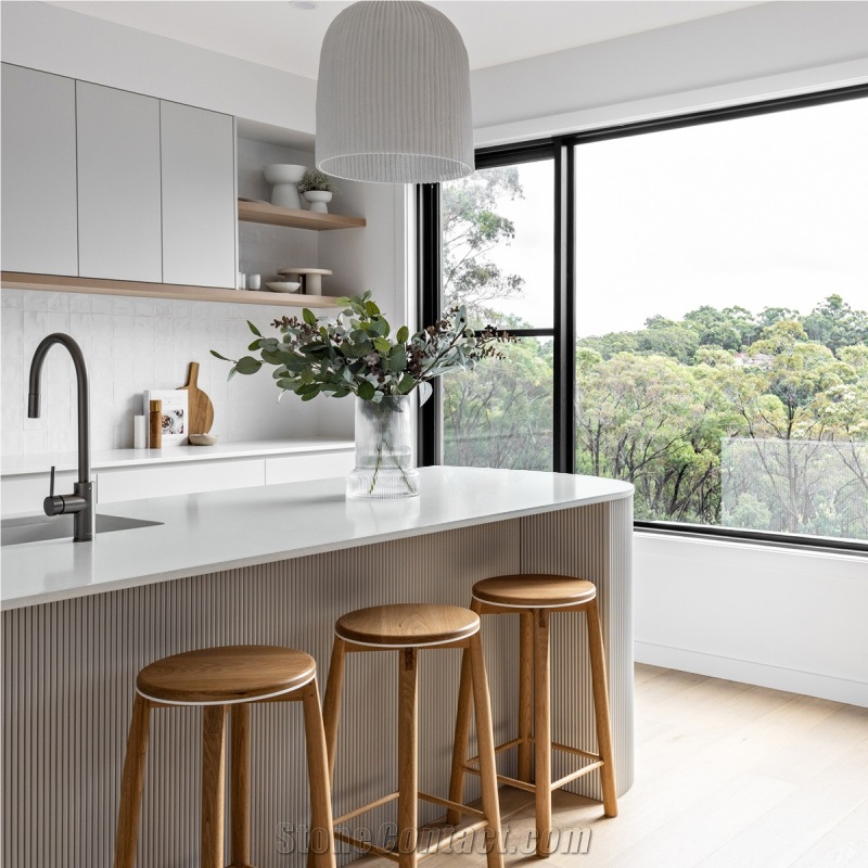Grateful 2001 Super White Quartz Kitchen Table Island Tops