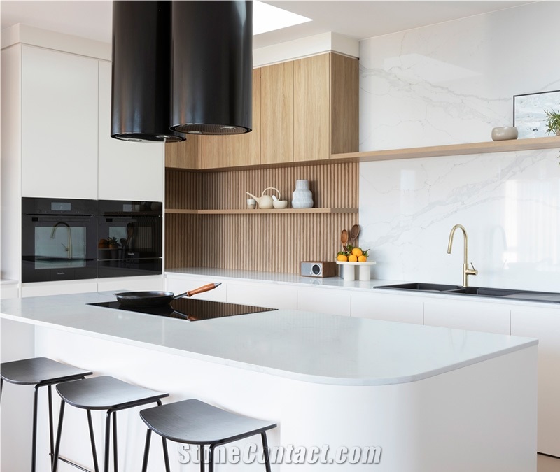 Grateful 2001 Super White Quartz Kitchen Table Island Tops