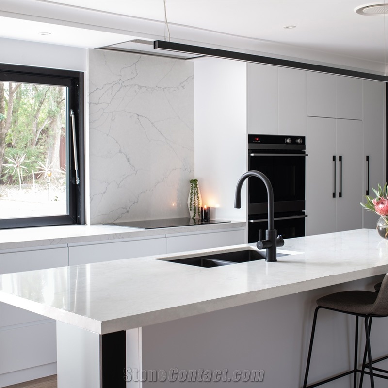 Grateful 2001 Super White Quartz Kitchen Table Island Tops
