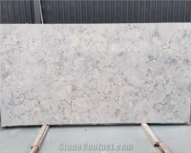 Hot Sell Polished Artificial Stone Silver Quartz Slabs