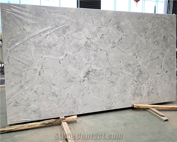 Hot Sell Polished Artificial Stone Silver Quartz Slabs