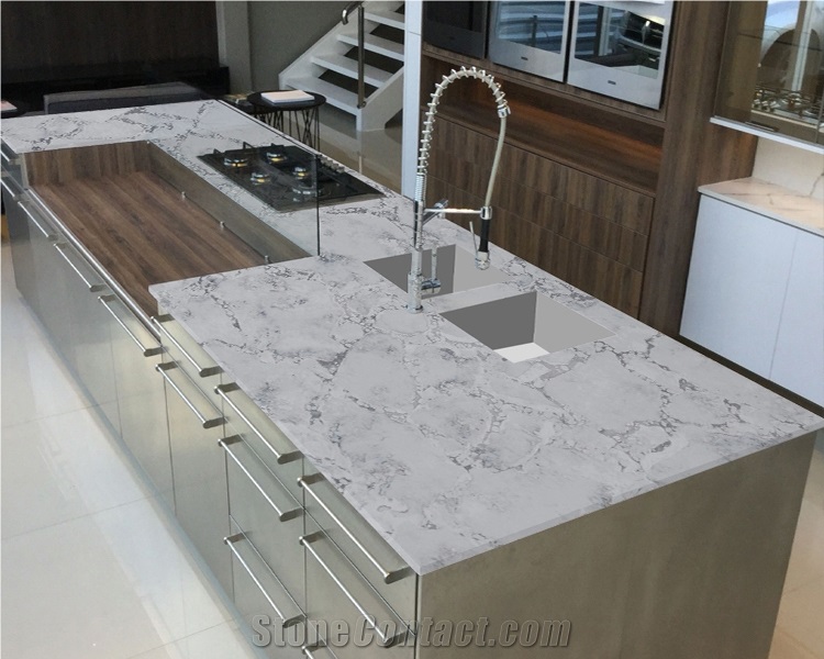 Hot Sell Polished Artificial Stone Silver Quartz Slabs