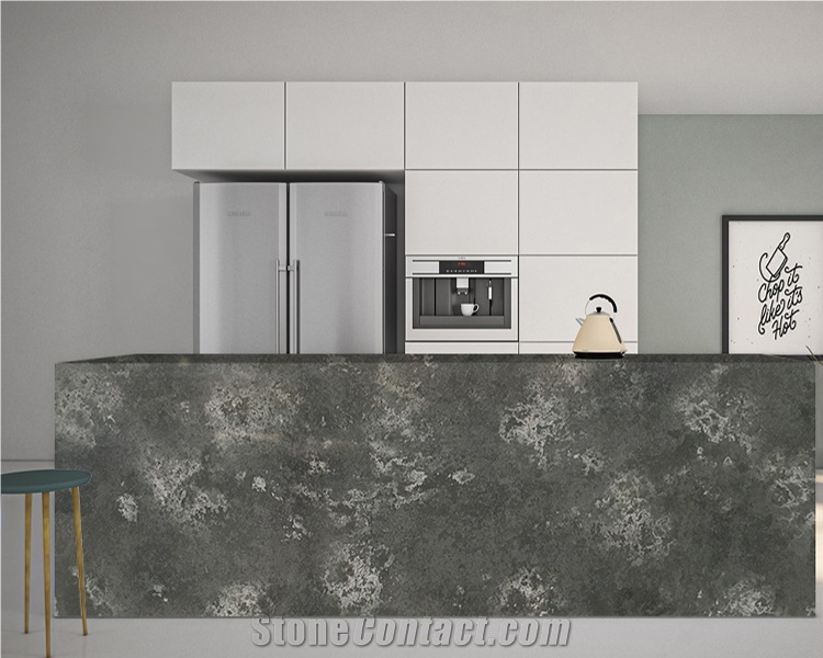 Polished Hot-Sell 6006 Dark Grey Artificial Quartz Slabs