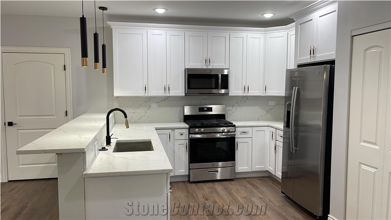 Popular Color Artificial Calacatta Quartz 5015 Countertops