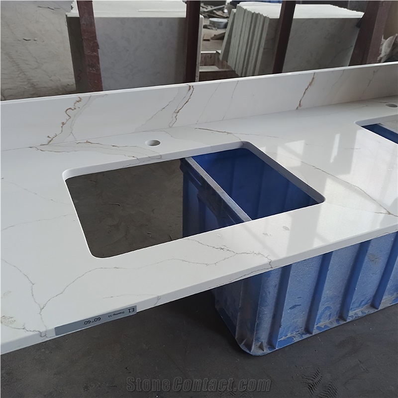 Popular Color Artificial Calacatta Quartz 5015 Countertops