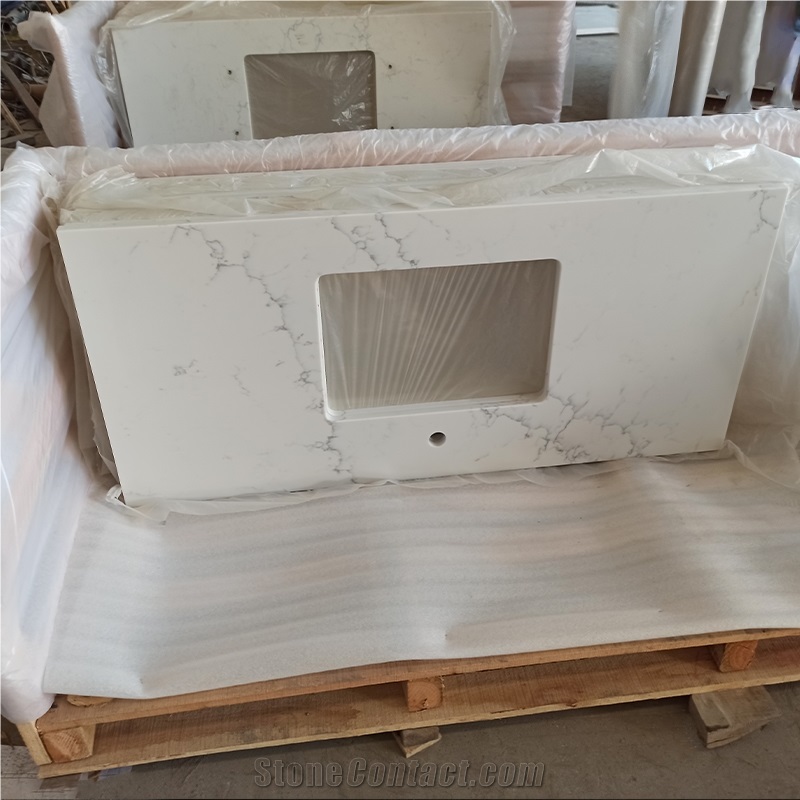 Popular Color Artificial Calacatta Quartz 5015 Countertops