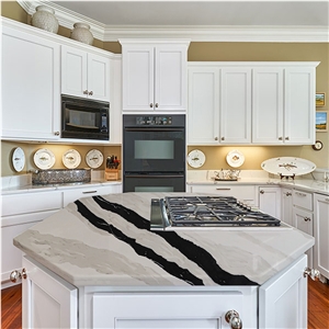 Super Jumbo Slabs 5008 Panda White Kitchen Island Tops