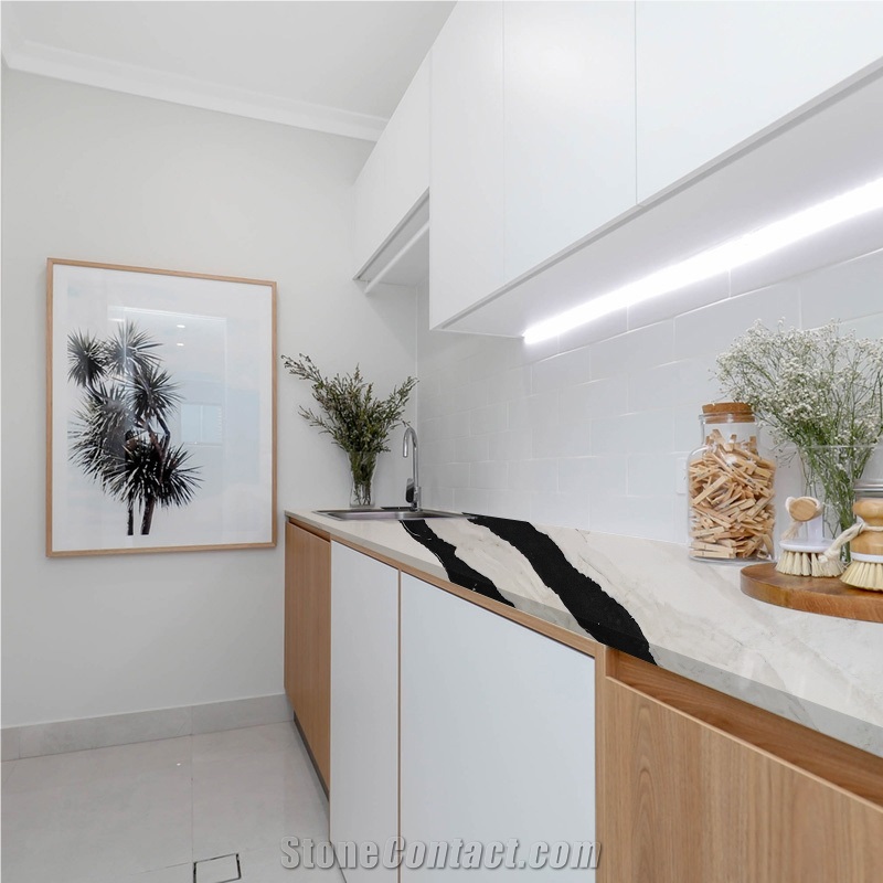 Super Jumbo Slabs 5008 Panda White Kitchen Island Tops