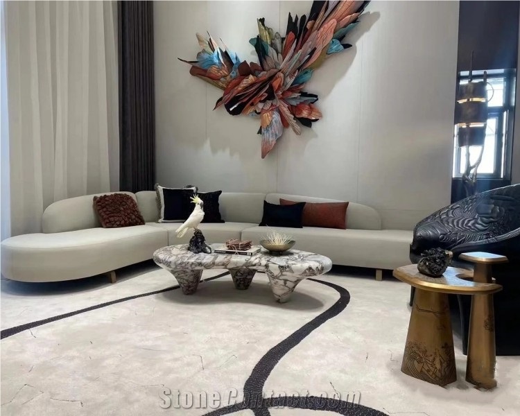 Luxury White Marble Coffee Table Solid Plinth Center Table