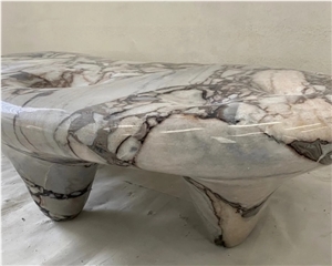 Luxury White Marble Coffee Table Solid Plinth Center Table