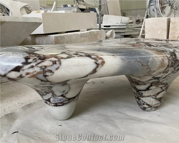 Luxury White Marble Coffee Table Solid Plinth Center Table