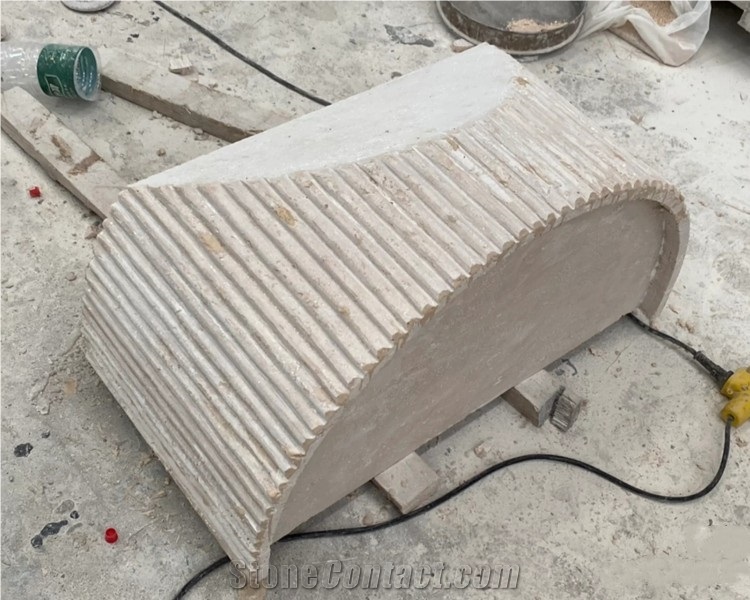 Natural Beige Travertine Coffee Table Solid Stone Table