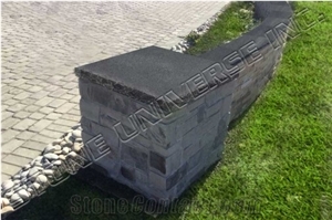 Antique Black Limestone Column Cap, Pillar Cap