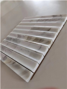 Marble Kitchen Wall Tile White Jade Pencil Round Backsplash