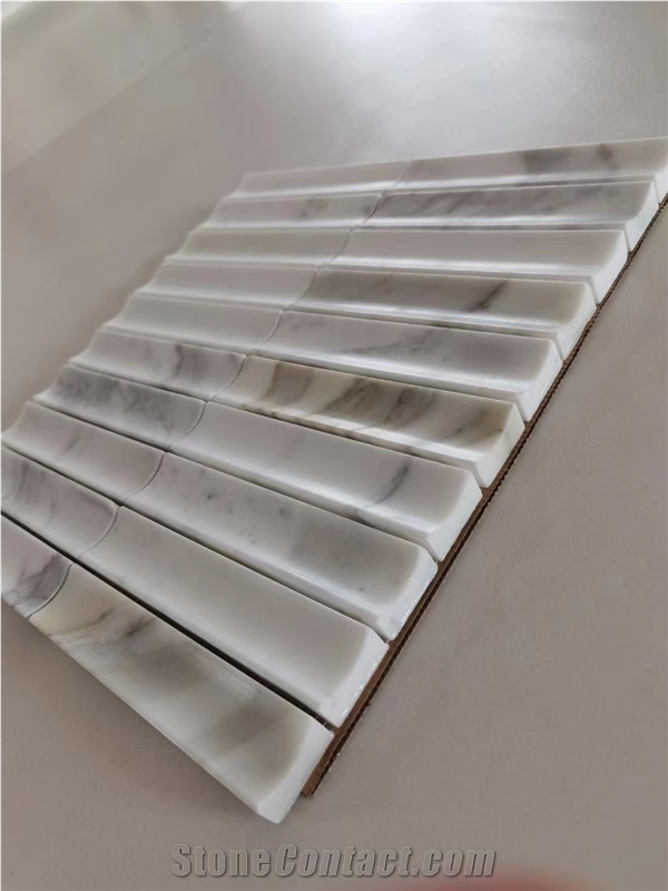 Marble Linear Stirps Mosaic Blue Palissandro Pencil Round