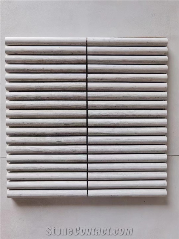 Marble Linear Strip Mosaic Ming Green Pencil Round Wall Tile