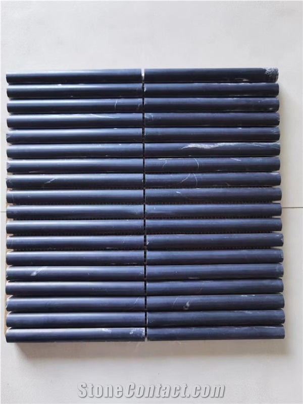Marble Linear Strip Mosaic Ming Green Pencil Round Wall Tile