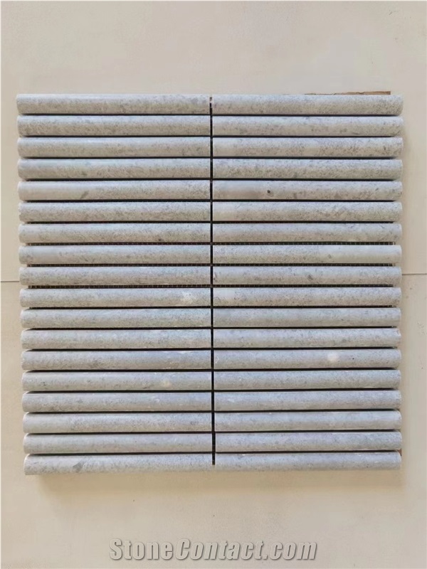 Marble Linear Strip Mosaic Ming Green Pencil Round Wall Tile