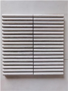 Marble Linear Strips Mosaic Calacatta Gold Pencil Round Tile