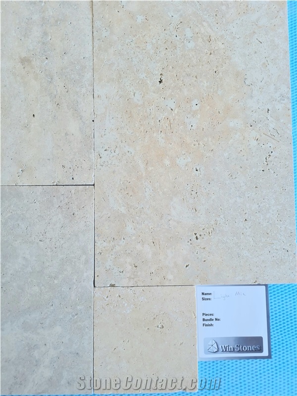 Light Mix Travertine Tumbled French Pattern