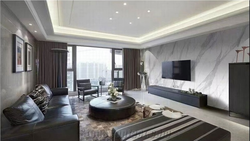 9Mm Calacatta White Sintered Stone Slabs For Interior Decor