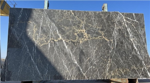 Black Nero Picasso Gold Marble Slabs, Tiles