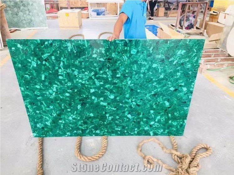 High-End Green Agate Stone Slabs,Luxury Semiprecious Slabs