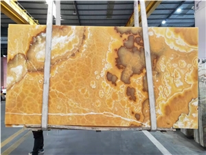 Turkey Golden Yellow Onyx Slabs，Translucent