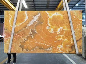 Turkey Golden Yellow Onyx Slabs，Translucent