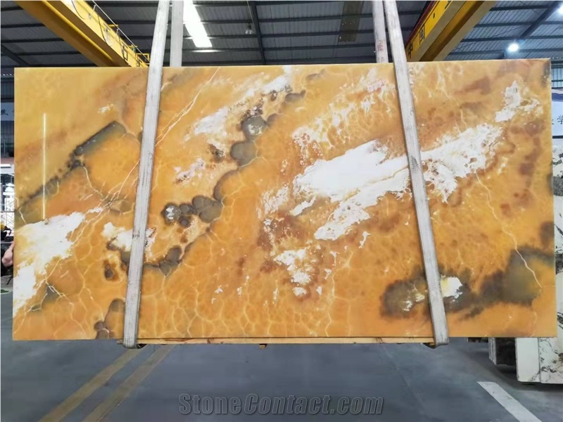 Turkey Golden Yellow Onyx Slabs，Translucent